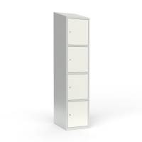 Skoleskab 1x400 Skr&aring;t tag 4 rum i h&oslash;jden Hvid st&aring;ld&oslash;r Cylinderl&aring;s