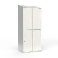 Skoleskab 2x400 Skr&aring;t tag 2 rum i h&oslash;jden Hvid st&aring;ld&oslash;r Cylinderl&aring;s