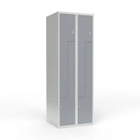 Skoleskab 2x300 Lige tag, Z-d&oslash;r Gr&aring; st&aring;ld&oslash;r Cylinderl&aring;s