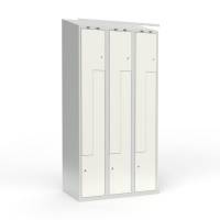 Skoleskab 3x300 Skråt tag, Z-dør Hvid ståldør Cylinderlås