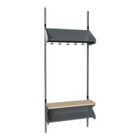 BST Kombination H, Startsektion 3 pladser B 750 mm, m&oslash;rk gr&aring;