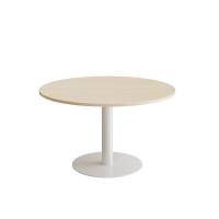 Bord Cirkum, &Oslash;1200mm, h&oslash;jde 720 mm, birk laminat med hvidt stel