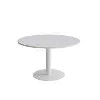 Bord Cirkum, &Oslash;1200mm, h&oslash;jde 720 mm, gr&aring; laminat  med hvidt stel