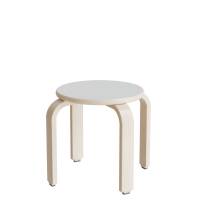 Taburet Oscar, 330 mm, sæde i lys grå laminat, stel i hvidpigmenteret birkefinér