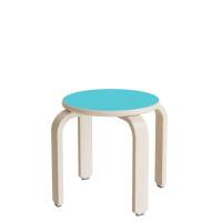 Taburet Oscar, 330 mm, s&aelig;de i turkis laminat, stel i hvidpigmenteret birkefin&eacute;r