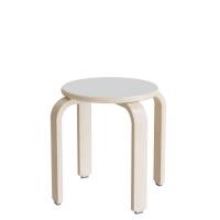 Taburet Oscar, 370 mm, s&aelig;de i lys gr&aring; laminat, stel i hvidpigmenteret birkefin&eacute;r