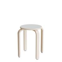 Taburet Oscar, 440 mm, s&aelig;de i lys gr&aring; laminat, stel i hvidpigmenteret birkefin&eacute;r