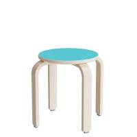 Taburet Oscar, 370 mm, s&aelig;de i turkis laminat, stel i hvidpigmenteret birkefin&eacute;r
