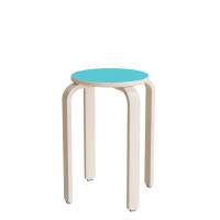 Taburet Oscar, 520 mm, s&aelig;de i turkis laminat, stel i hvidpigmenteret birkefin&eacute;r