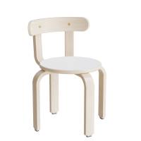 Taburet Oscar med rygl&aelig;n, 330 mm, s&aelig;de i hvid laminat, stel i hvidpigmenteret birkefin&eacute;r