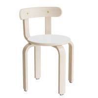 Taburet Oscar med rygl&aelig;n, 370 mm, s&aelig;de i hvid laminat, stel i hvidpigmenteret birkefin&eacute;r