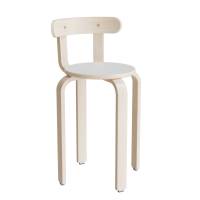 Taburet Oscar med rygl&aelig;n, 520 mm, s&aelig;de i lys gr&aring; laminat, stel i hvidpigmenteret birkefin&eacute;r