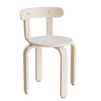 Taburet Oscar med rygl&aelig;n, 370 mm, s&aelig;de i lys gr&aring; laminat, stel i hvidpigmenteret birkefin&eacute;r