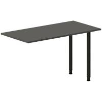Skrivebord, tilbyg DNA Antracit 1200x600 mm I-ben Sort