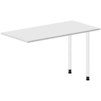 Skrivebord, tilbyg DNA Lys gr&aring; 1200x600 mm I-ben Hvid