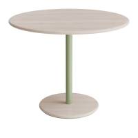 Bord Donut, Ø900 mm, højde 720 mm, hvidpigmenteret ask på grønt understel