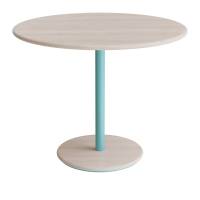 Bord Donut, Ø900 mm, højde 720 mm, hvidpigmenteret ask på turkis understel