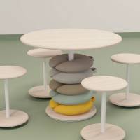 Bord Donut, &Oslash;900 mm, h&oslash;jde 720 mm, hvidpigmenteret ask p&aring; hvidt understel glans 10