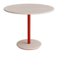 Bord Donut, &Oslash;900 mm, h&oslash;jde 720 mm, hvidpigmenteret ask p&aring; r&oslash;dt understel