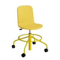 Stol ADD 5903, Fodkryds og hjul, Helbetrukket gult tekstil, Gult stel