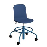 Stol ADD 5903, Fodkryds og hjul, Helbetrukket bl&aring;t tekstil, Bl&aring;t stel