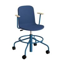 Stol ADD 5903, Fodkryds, hjul og arml&aelig;n, Helbetrukket bl&aring;t tekstil, Bl&aring;t stel