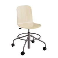 Stol ADD 5903, Fodkryds og hjul, Hvidpigmenteret eg laminat, Gr&aring;t stel