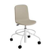 Stol ADD 5903, Fodkryds og hjul, Helbetrukket beige tekstil, Hvidt stel