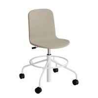 Stol ADD 5903, Fodkryds og hjul, Helbetrukket beige tekstil, Hvidt stel
