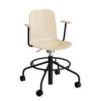 Stol ADD 5903, Fodkryds, hjul og arml&aelig;n, Birk laminat, Sort stel