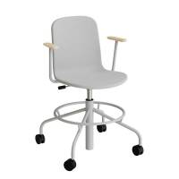 Stol ADD 5903, Fodkryds, hjul og arml&aelig;n, Helbetrukket gr&aring;t tekstil, Alugr&aring;t stel