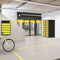 Opladningsskabe cykelbatterier B400 9 rum, gulvmodel, gr&aring;