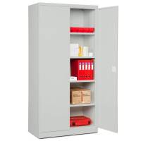 Opbevaringsskab i st&aring;l - ASHV 1980x980x470 mm Lysegr&aring; d&oslash;re