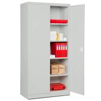 Opbevaringsskab i st&aring;l - ASHV 1980x980x670 mm Lysegr&aring; d&oslash;re