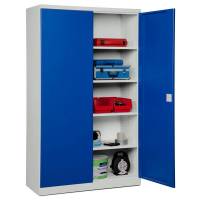 Opbevaringsskab i st&aring;l - ASHV 1980x1200x570 mm Bl&aring; d&oslash;re