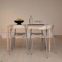 Stol Olle, birk laminat med alugr&aring;t stel