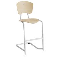 Stol Femman 3761, birk finér med hvidt stel og fodstøtte