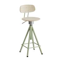 Taburet Atlas 2119, med hvidpigmenteret egelaminat, grønt stel
