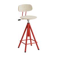 Taburet Atlas 2119, med hvidpigmenteret egelaminat, r&oslash;dt stel