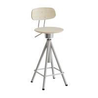 Taburet Atlas 2119, med hvidpigmenteret egelaminat, alugråt stel