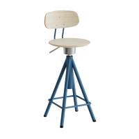 Taburet Atlas 2119, med hvidpigmenteret egelaminat, bl&aring;t stel