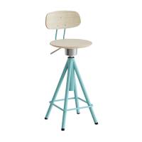 Taburet Atlas 2119, med hvidpigmenteret egelaminat, turkis stel