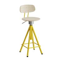 Taburet Atlas 2119, med hvidpigmenteret egelaminat, gult stel