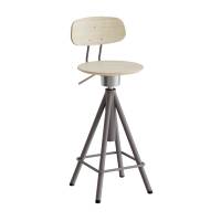 Taburet Atlas 2119, med hvidpigmenteret egelaminat, gråt stel