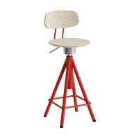 Taburet Atlas 2119, med hvidpigmenteret egelaminat, r&oslash;dt stel