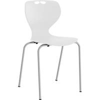 Stol Tarris, hvidt s&aelig;de med alugr&aring;t stel