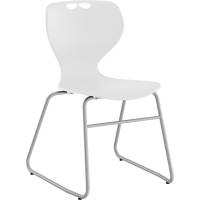 Stol Tarris, hvidt s&aelig;de med alugr&aring;t lukket stel