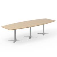 Konferencebord DNA, Eg 3200x1200 mm b&aring;dformet, Alugr&aring;t understel