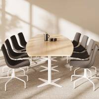 Konferencebord DNA, Eg 3200x1200 mm b&aring;dformet, Hvidt understel