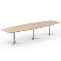 Konferencebord DNA, Eg 3800x1200 mm b&aring;dformet, Alugr&aring;t understel